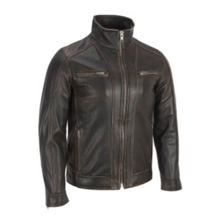 Men Vintage Look Leather Jacket
