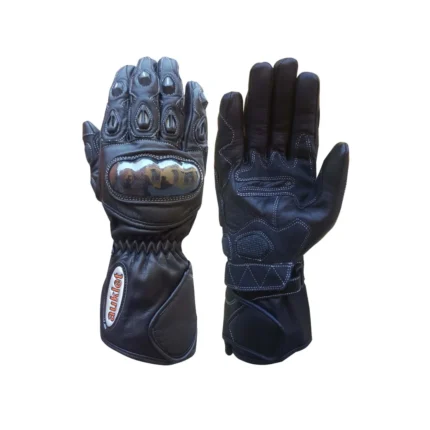 Guanti da pista per moto in pelle con protezioni carbon touring kevler gloves.