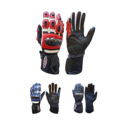 Guanti Moto Pelle Carbonio protezioni Rigide CE Racing pista palmo Nocche Auklet